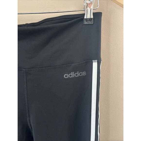 Adidas Women’s Medium Climalite Black Leggings White Stripes - Picture 3 of 7